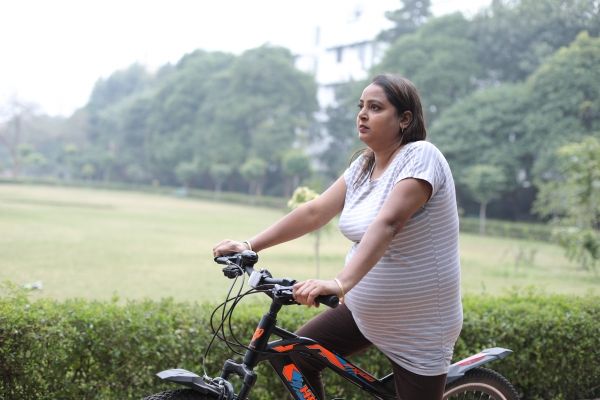 Woman on a bike